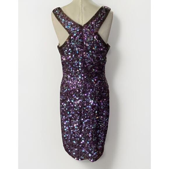 Black Tie Oleg Cassini VINTAGE Sequin SILK Cocktail Tank Dress Size 8 NEW - Picture 4 of 12